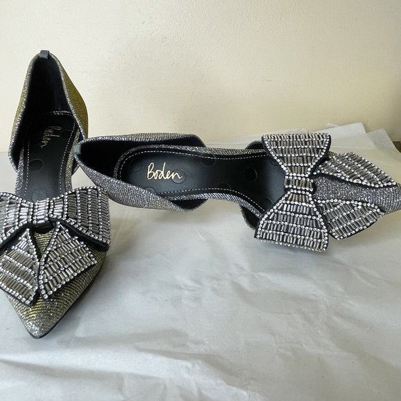 New Boden Embellished Heeled Court Shoes Metallic 38 - Picture 16 of 16